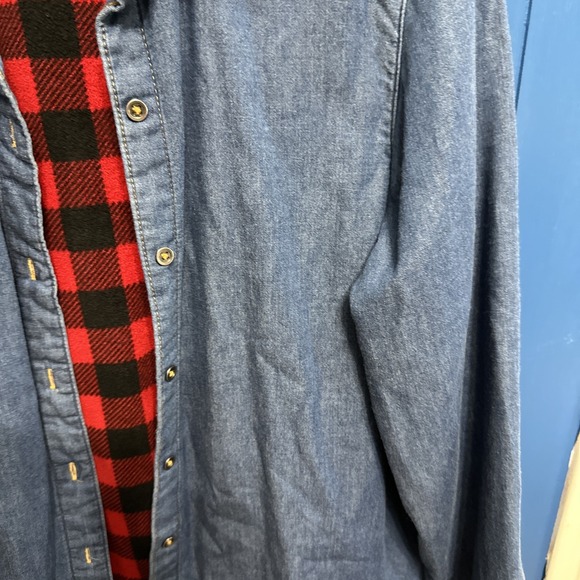 Riders Women's‎ Blue Button Up Buffalo Plaid Fleece Lining Size Med Cotton Shirt - Picture 5 of 12